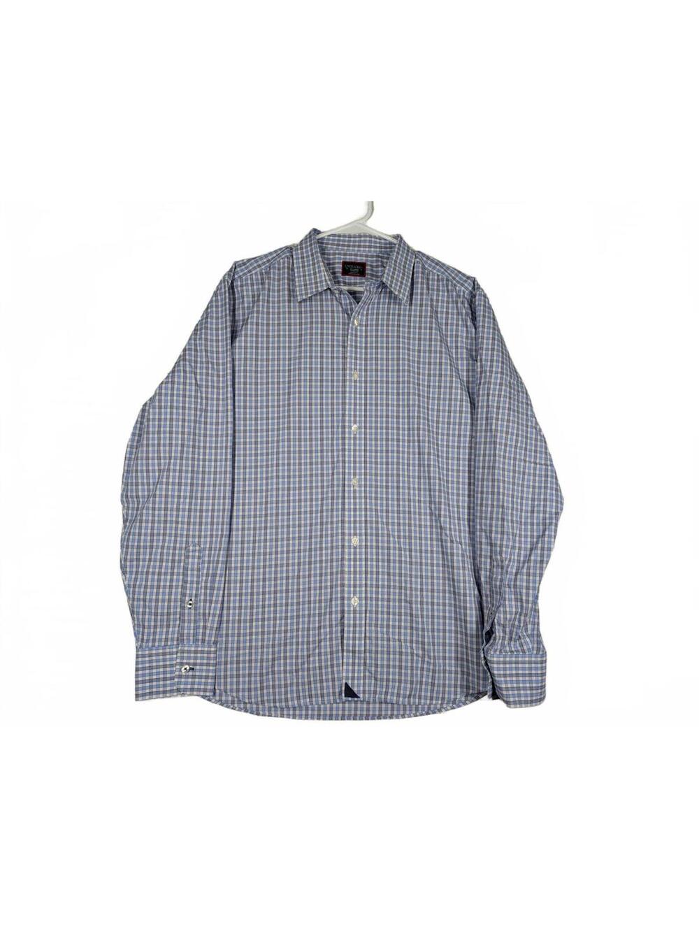 Untuckit Wrinkle Free Button Down Shirt Blue Check Mens XL Cotton
